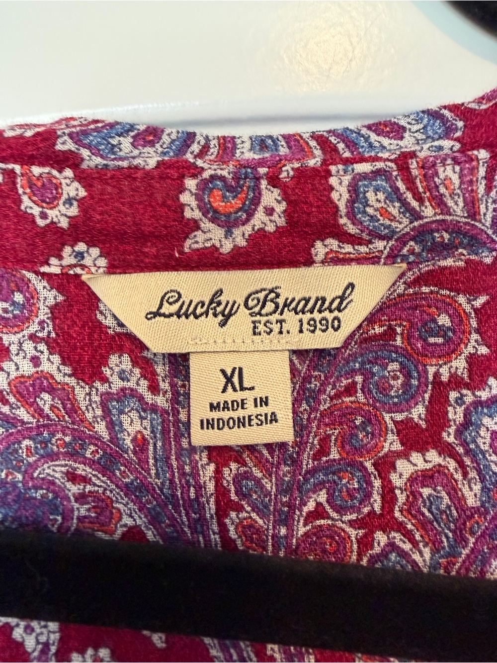 Lucky Brand Paisley V-Neck Blouse in Burgundy and Purple - Picture 4 of 4